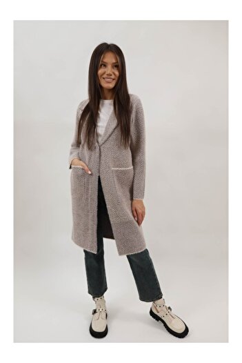 Lamiar LONG COAT WITH POCKET UNLINED CLOSURE WITH ONE BUTTON UNIQUE WAIST Brown