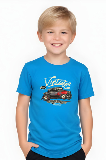 FYK KİDS TRICOU BĂIAT CU GULER ROTUND CU IMPRIMEU AUTO