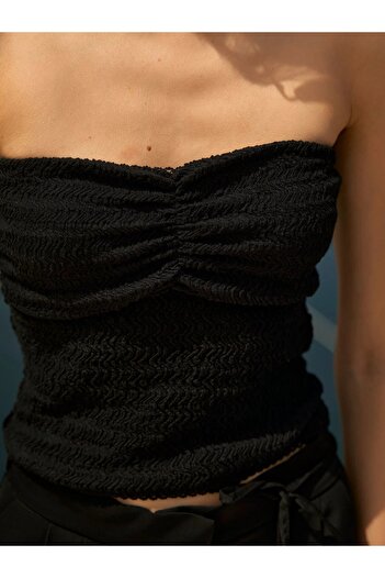 Lefon Strapless Sweetheart Neck Crop Blouse