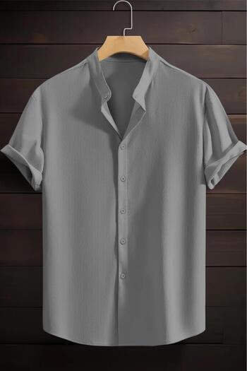 Oksit Laend Slim Fit Flexible Lycra Short Sleeve Court Collar Men's Shirt