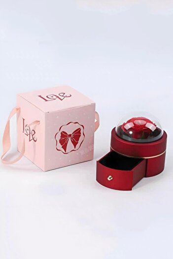 TAKIŞTIR Red Color Rose Figured Jewelry Organizer