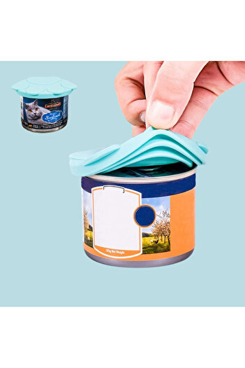zola Capac universal pentru mancare, din silicon flexibil si etans, cu lingura, diametru 8.9 cm, albastru