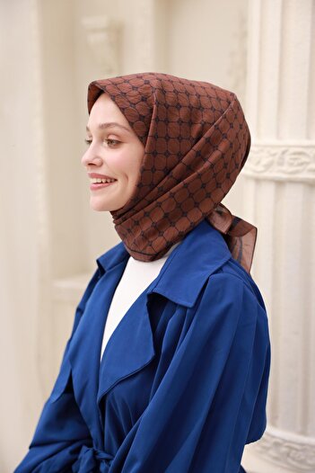 Silk Home Olinda Scarf - 48004 - Brown Navy Blue