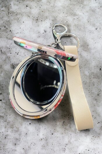 TAKIŞTIR Mixed Color Elephant Figured Pocket Mirror/Keychain