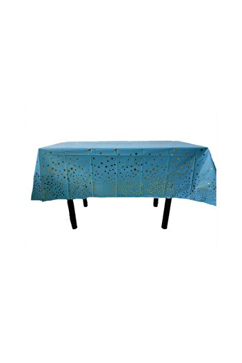 Teo Tablecloth, Foil, Gold Stars Print, Waterproof, 137 x 183 cm, Blue