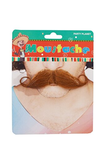 Flippy False Mustache for Disguise, Flippy, Thematic Parties, Adhesive, 13 x 10 cm, Curved Model, Brown