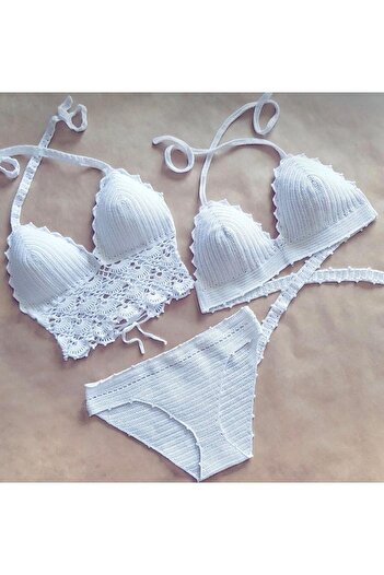 Charme Elegant Hand Knitted 3-Piece Bikini Set