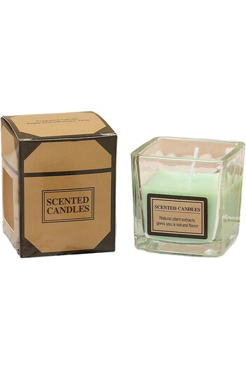 Flippy Scented Candle, Flippy, Transparent Glass, 4.8 x 5.4 x 5.5 cm, White Tea Aroma, Green