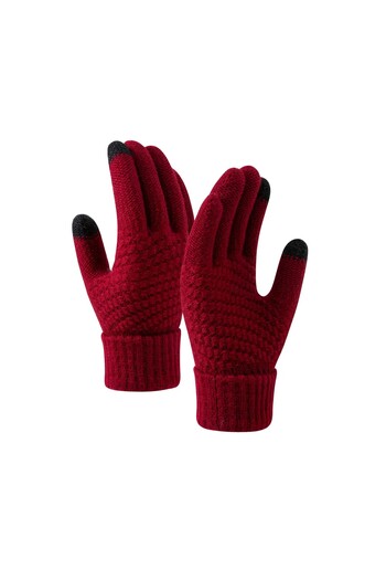 Flippy Women's Gloves, Flippy, Touchscreen Function, Knit Acrylic, Red