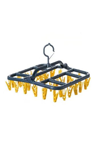 Flippy Hanging Clothes Dryer, with 40 Hooks, Easy to Store, Multifunctional, 36 x 24 cm, Blue/Yellow