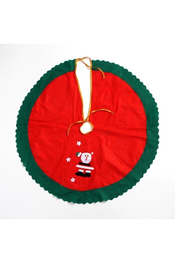 Flippy Christmas Tree Mat, Flippy, Fluffy Fabric, Tie-On Bows, Red/Green, Diameter 90 cm