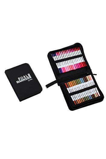 Flippy Water-Based Marker Pen Set, Flippy, 2 in 1, for Painting, Calligraphy, 72 Colors, Multicolor
