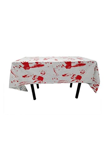 Flippy Halloween Table Cover, Flippy, Plastic Foil, 137 x 183 cm, White/Red