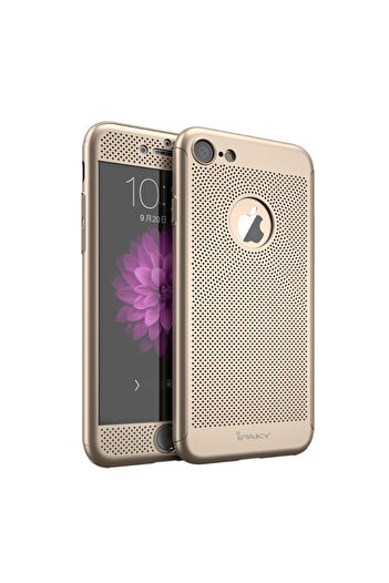 iPaky Apple iPhone 7 Full Cover 360 Air Case with Gold Holes + Glass Film