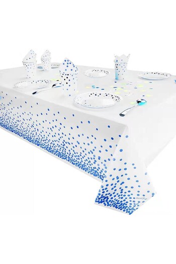Flippy Tablecloth, Flippy, PEVA, Polka Dot Print, 137 x 274 cm, Waterproof, Blue