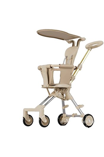 Flippy Foldable Stroller 1-3 Years Reversible 4 Wheels, Aluminum+Plastic+Textile, 52x42x90cm, Beige