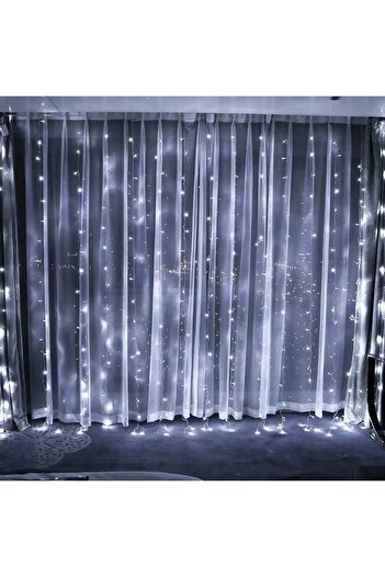 Flippy Christmas Installation, Curtain Type, IP44, 3 m x 3 m, 240 LEDs, Cold White, with 8 Lighting Modes,