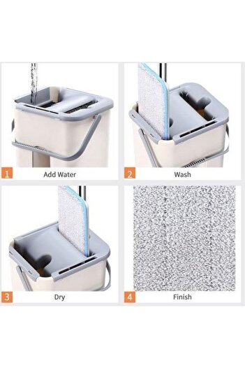 Flippy set de curățare, mop și găleată, găleată de 6 l, 2 rezerve din microfibră incluse, bej