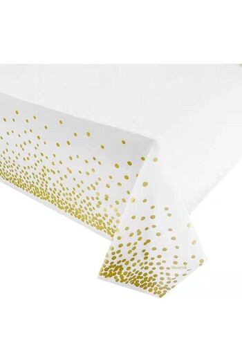 Flippy Tablecloth, Flippy, PEVA, Polka Dot Print, 137 x 274 cm, Waterproof, Gold