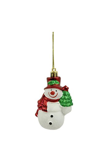 Flippy Set of 3 Christmas tree ornaments, Flippy, Snowman type, White/Red, plastic, glitter finish
