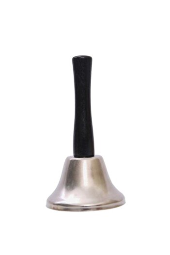 Flippy Hand bell, silver, metallic, wooden handle, length 12 cm, diameter 6.5 cm,