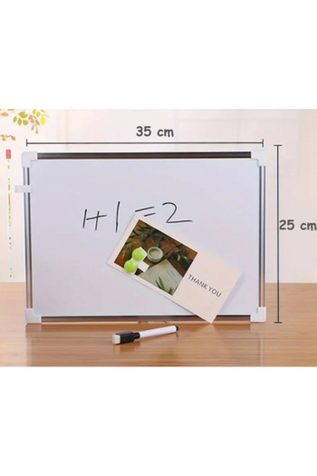 SyaMAG Whiteboard with 2 writing surfaces, includes 1 sponge marker and 2 magnets, 35 x 25 cm