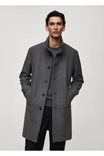 MANGO Woman Metal Gray Men's Coat 77045967