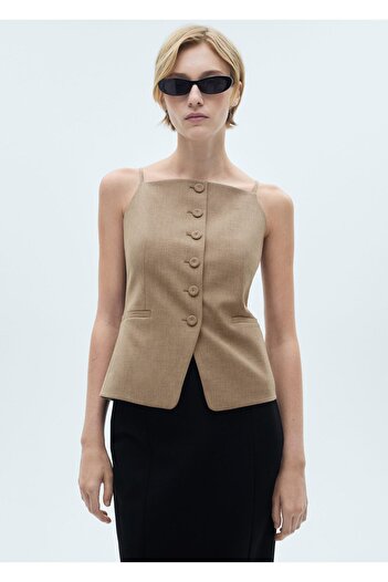 MANGO Woman Brown Women's Vest 77086760