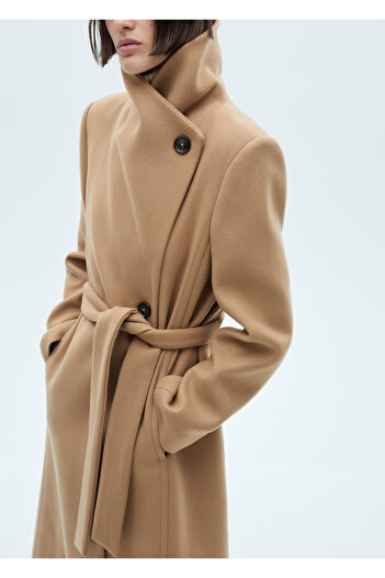 MANGO Γυναικείο παλτό Dark Camel 87950450