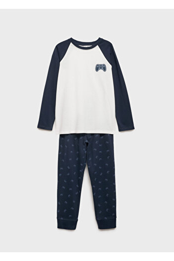 MANGO Boy's Navy Blue Pajama Set