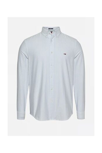 Tommy Jeans Modrá pánská košile Oxford Stripe Slim Fit - DM0DM20668