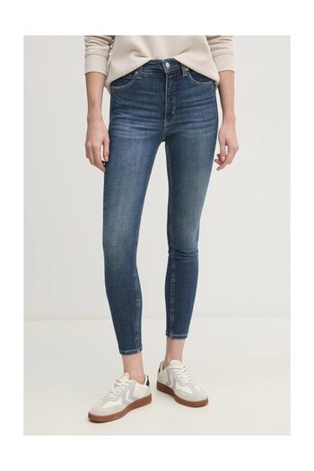 Calvin Klein Blugi skinny de damă din denim închis, cu talie înaltă