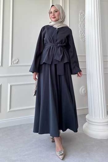 InStyle Wide Sleeve Modal Anthracite Skirt Suit