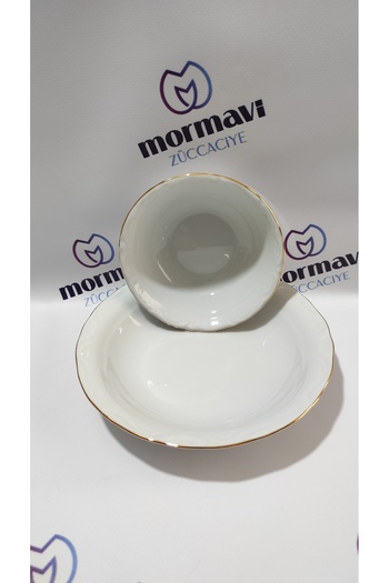 Porland Porcelain Gold Gilded 12 Piece Plate Set for 6 People (6 Ad Bowl, 6Ad Deep Plate)