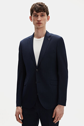 Tween Slim Fit Lacivert Düz Yünlü Bi Stretch Takim Elbise