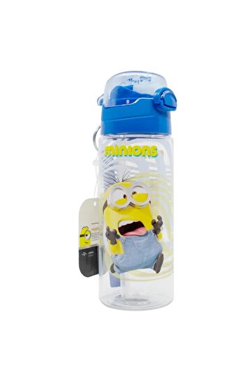 Minions Fortes Transparent Water Bottle 500ml - Minions Water Bottle - Licensed Water Bottle - Water Bottle with Straw Blue