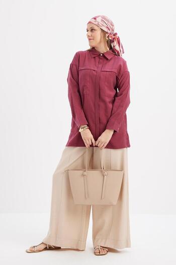 ALLDAY Women's Pocketed Hidden Placket Shirt Tunic