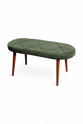 MYMASSA Bench - Soho Yeşil - Ahşap Ceviz Ayak