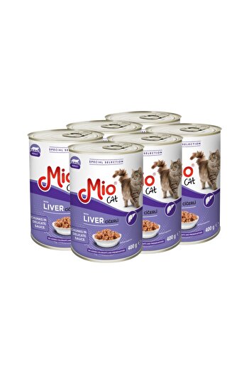 MİO Complete food for adult cats❤️, Mio Cat, Premium, with liver, pack of 6 cans 400g