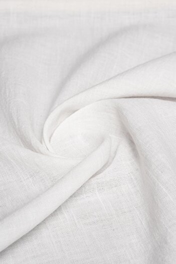 Kumaş Deposu Linen Look Polyester White Woven Fabric