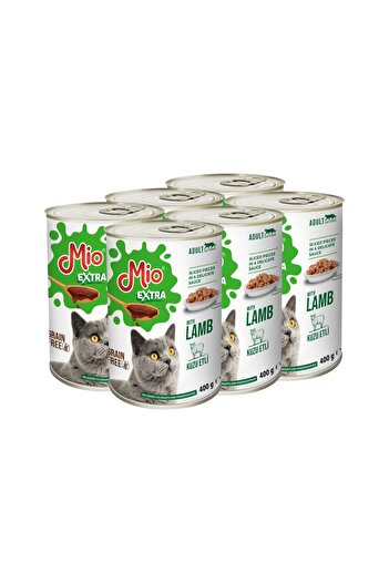 MİO Wet food for adult cats❤️, Mio Cat Extra, Super Premium lamb, pack of 6 cans 400g