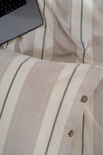 Berolige Granite 100% Cotton Double Washed Yarn Dye Striped Duvet Cover Set