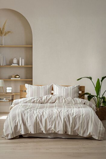 Berolige Granite 100% Cotton Double Washed Yarn Dye Striped Duvet Cover Set