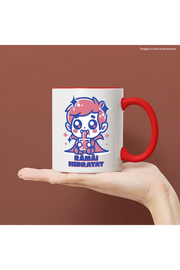 StoryGift Romania Stay Hydrated Mug Vampire Child Warm Water, 330ml, Ceramic with Red Handle, With Handle, STG