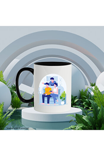 StoryGift Romania Cana Cu Prieteni, Jocuri Video, Controller, Canapea, Multicolor 330 ml, Ceramica, Cu Maner Negru