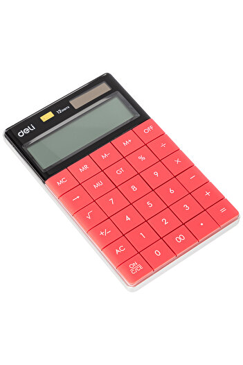 Deli Calculator Desktop 12 Digits Modern Red Deli