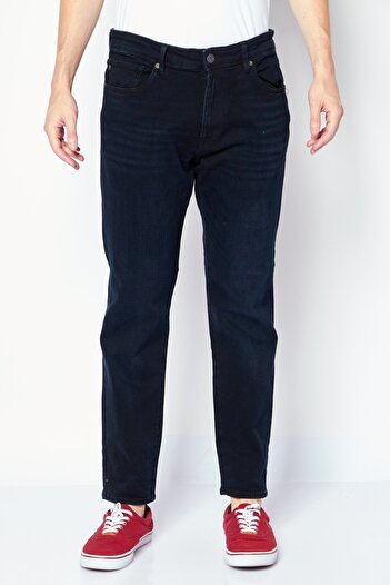 Selected Homme Men Straight Fit Washed Stretchable Jeans, Navy