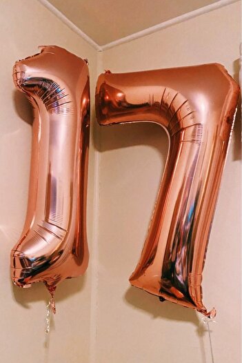 BeySüS Rosegold 17 Rakam Folyo Balon 80 cm