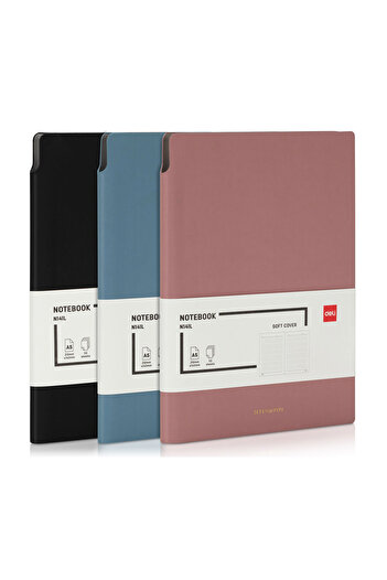 Deli Office Notebook A5 112 Pages 80G Ruled Pink Leather Cover N141L Deli