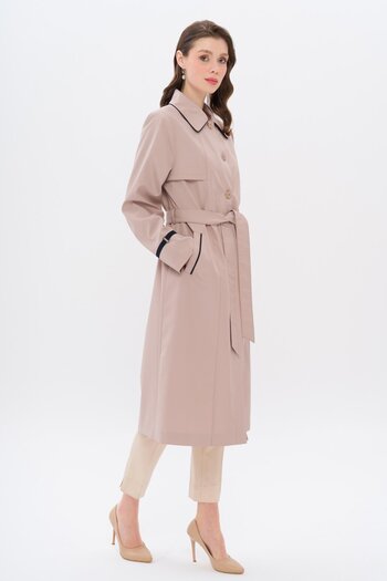 Olcay Shirt Collar Piping and Cape Detailed Large Size Trench Coat A.Kamel 4301